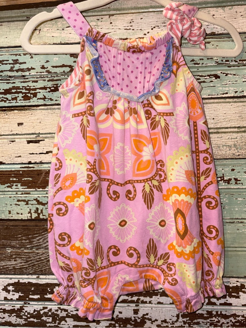 Matilda Jane Pink Floral & Orange Trim Baby Romper